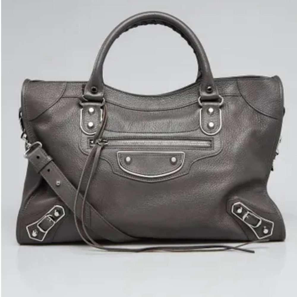 Balenciaga Dark Gray City Leather Handbag